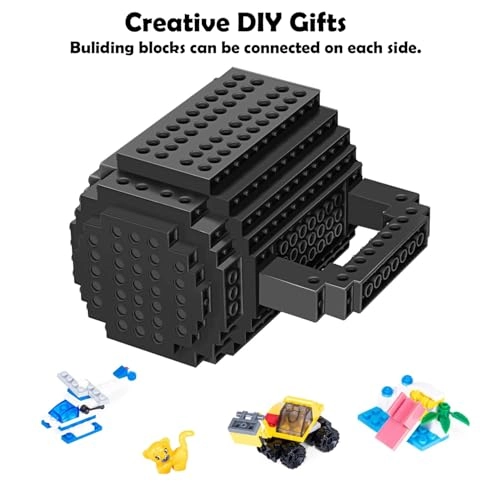 Build-On Brick Plastic Mug - 3 Bags of Bricks 350 ml