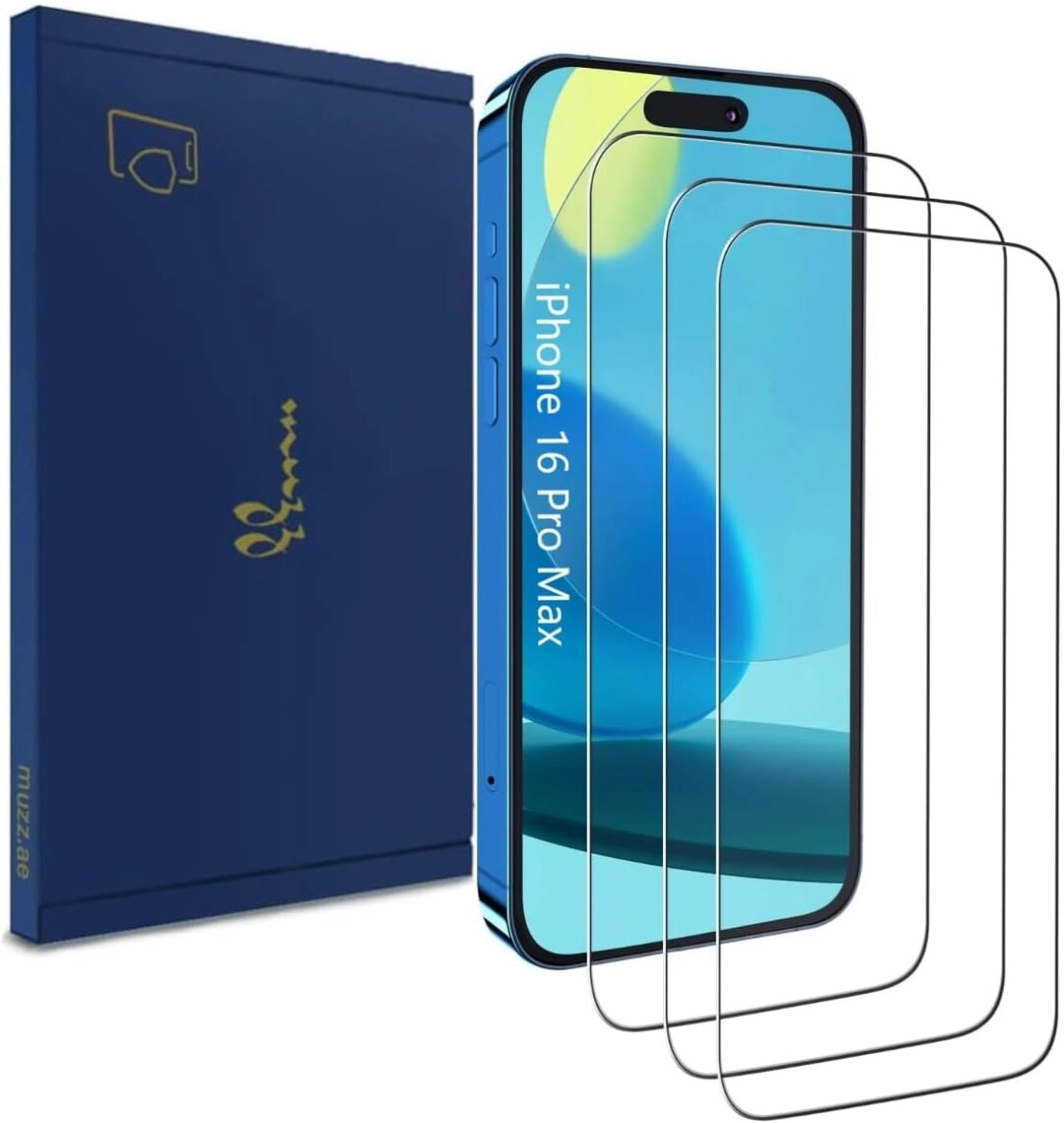 Muzz International Clear Screen Protector for iPhone 16 Pro Max - 6.9-inch Tempered Glass