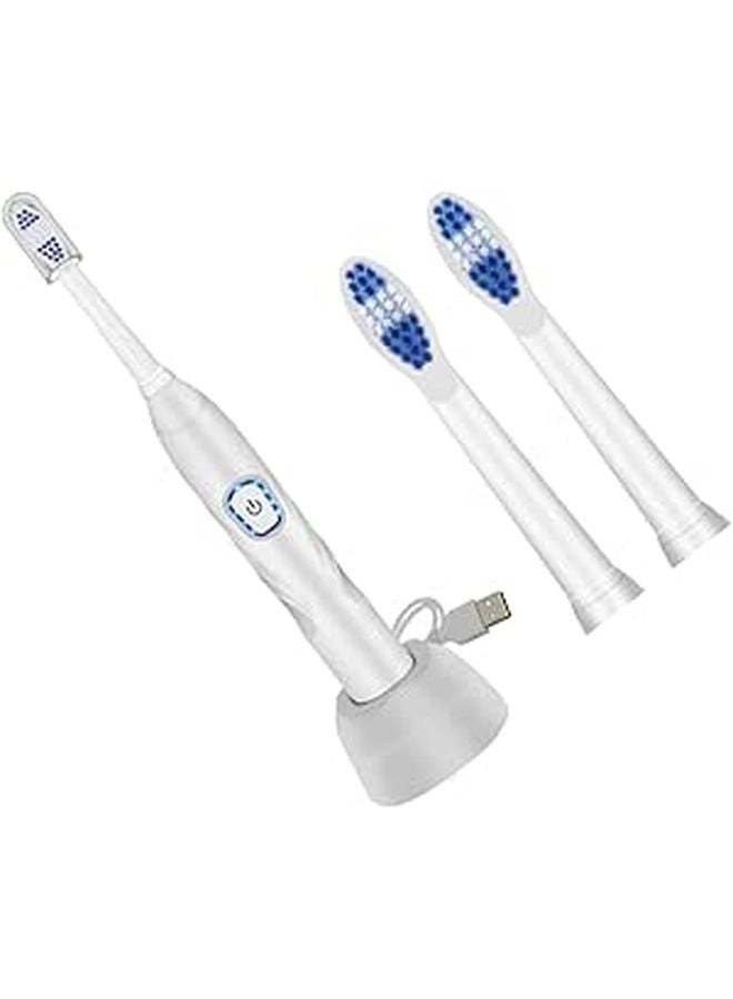 EXAOMBLE Electric Toothbrush - Sonic Vibration USB Charging Waterproof White