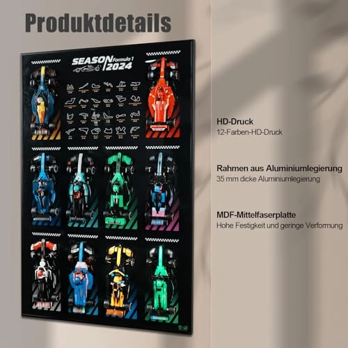 Display Wallboard for Lego Speed Champions Ultimate Formula 1 Collector's Pack - Wall Mount 50 x 3.5 x 80 cm