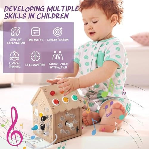 CUQUP Wooden Busy Board House