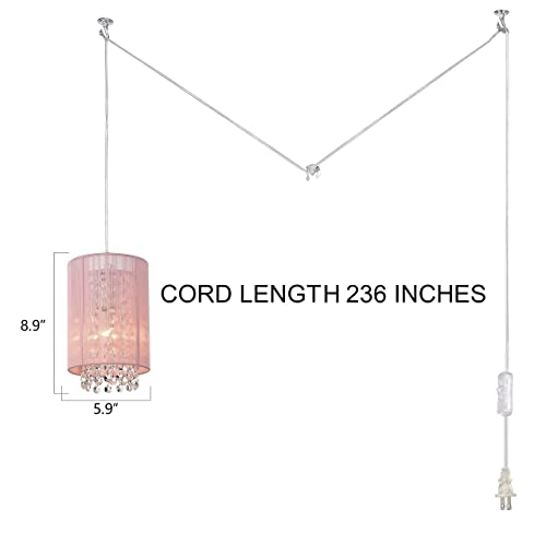 Plug in Chandelier - 1 Light Pink