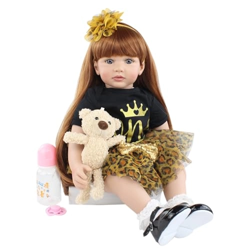 Reborn Toddler Doll - 24 inch Silicone Vinyl Girl Pink Dress Ages 3+