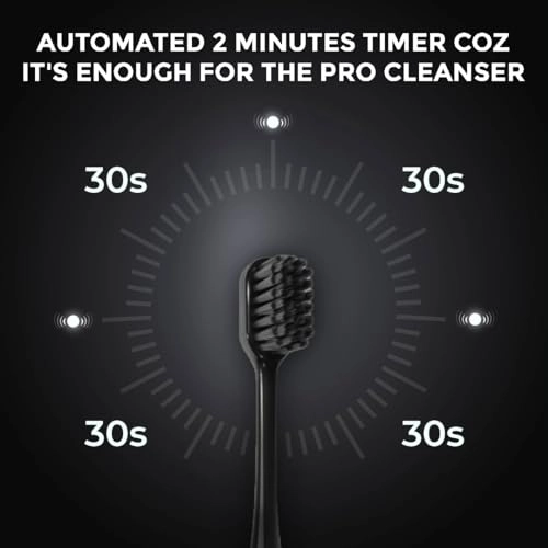 Super Sonic Electric Toothbrush - Charcoal Bristles Battery Powered 2 Cleaning Modes