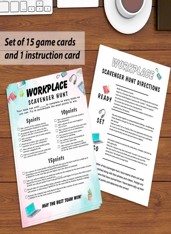 Work Party Photo Scavenger Hunt - Adult 15 cards