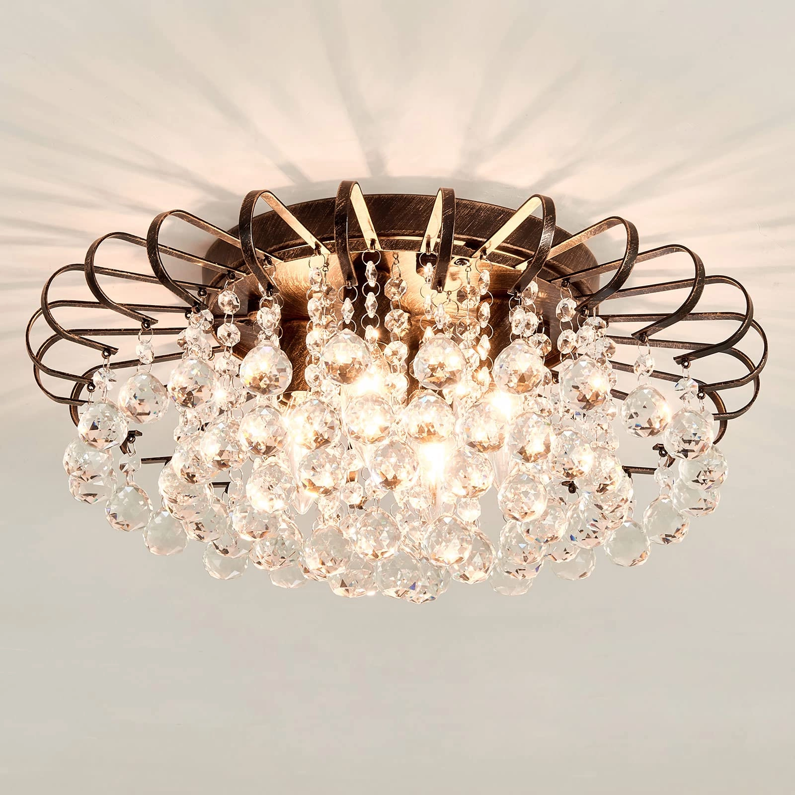 CVKASH Crystal Floral Chandelier - 4-Light Modern Bronze