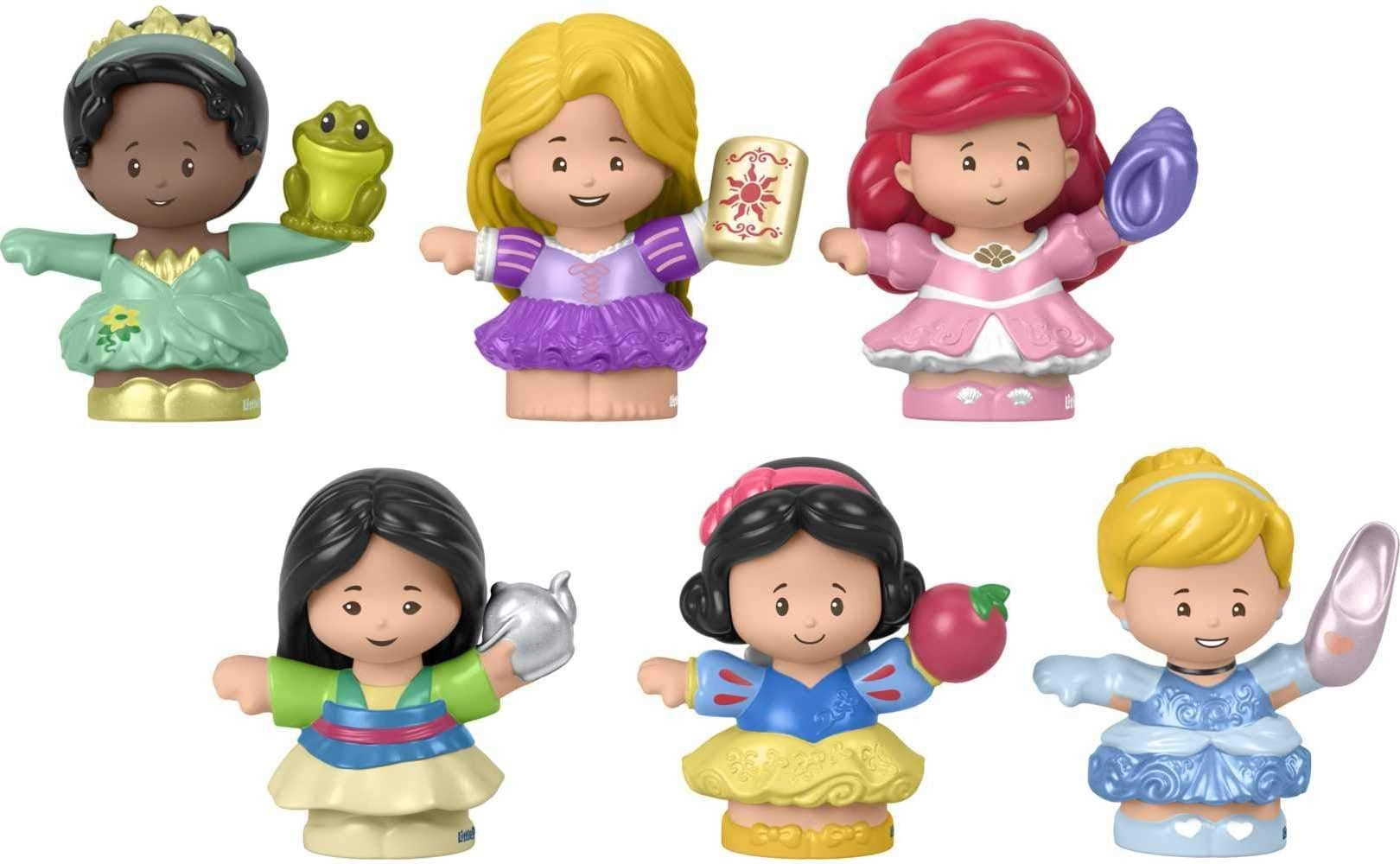 MZA STORES Ariel + Tiana + Snow White + Rapunzel + Mulan + Cinderella - Disney Princess - 6 pcs