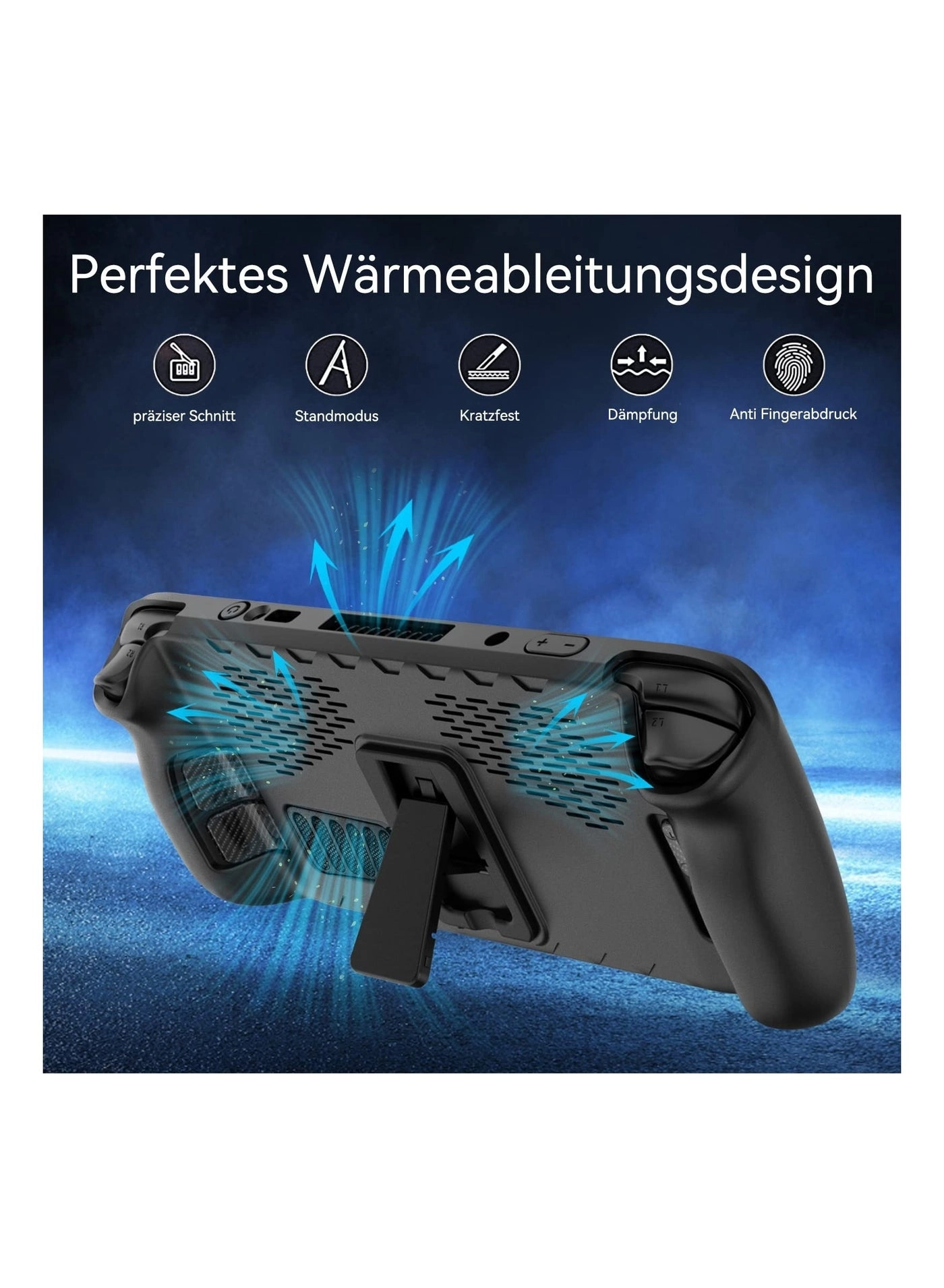 Foldable Kickstand Protective Case for Steam Deck - TPU Black