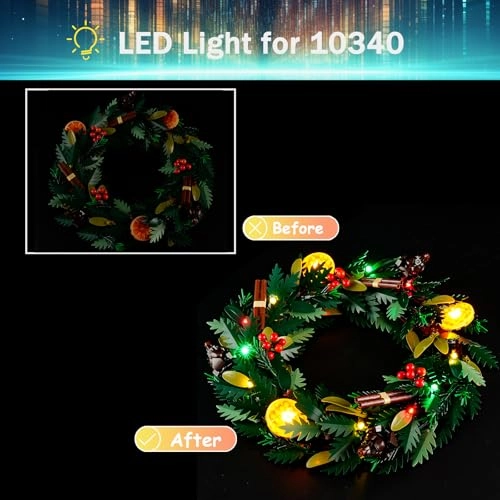 LED Light Kit for Lego 10340 Icons Wreath