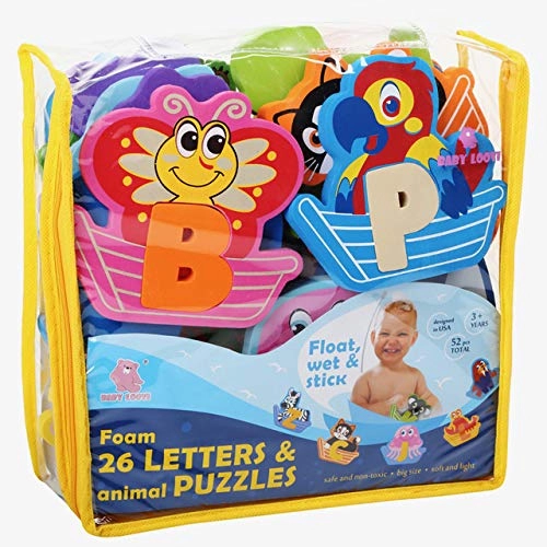 Baby Loovi Bath Foam Alphabet Letters - Set of 52 Pcs Toy Organizer Non-Toxic