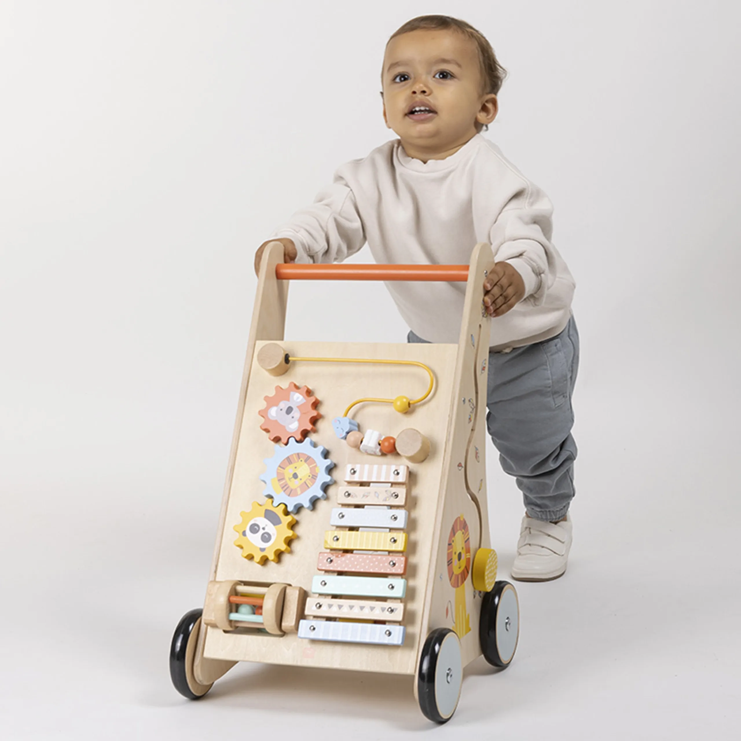 Safari Wooden Baby Activity Walker - 6 activities xylophone