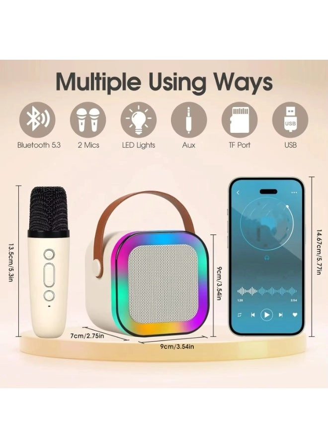Karaoke Bluetooth Speaker - High Volume Wireless Dual Mic RGB Lights