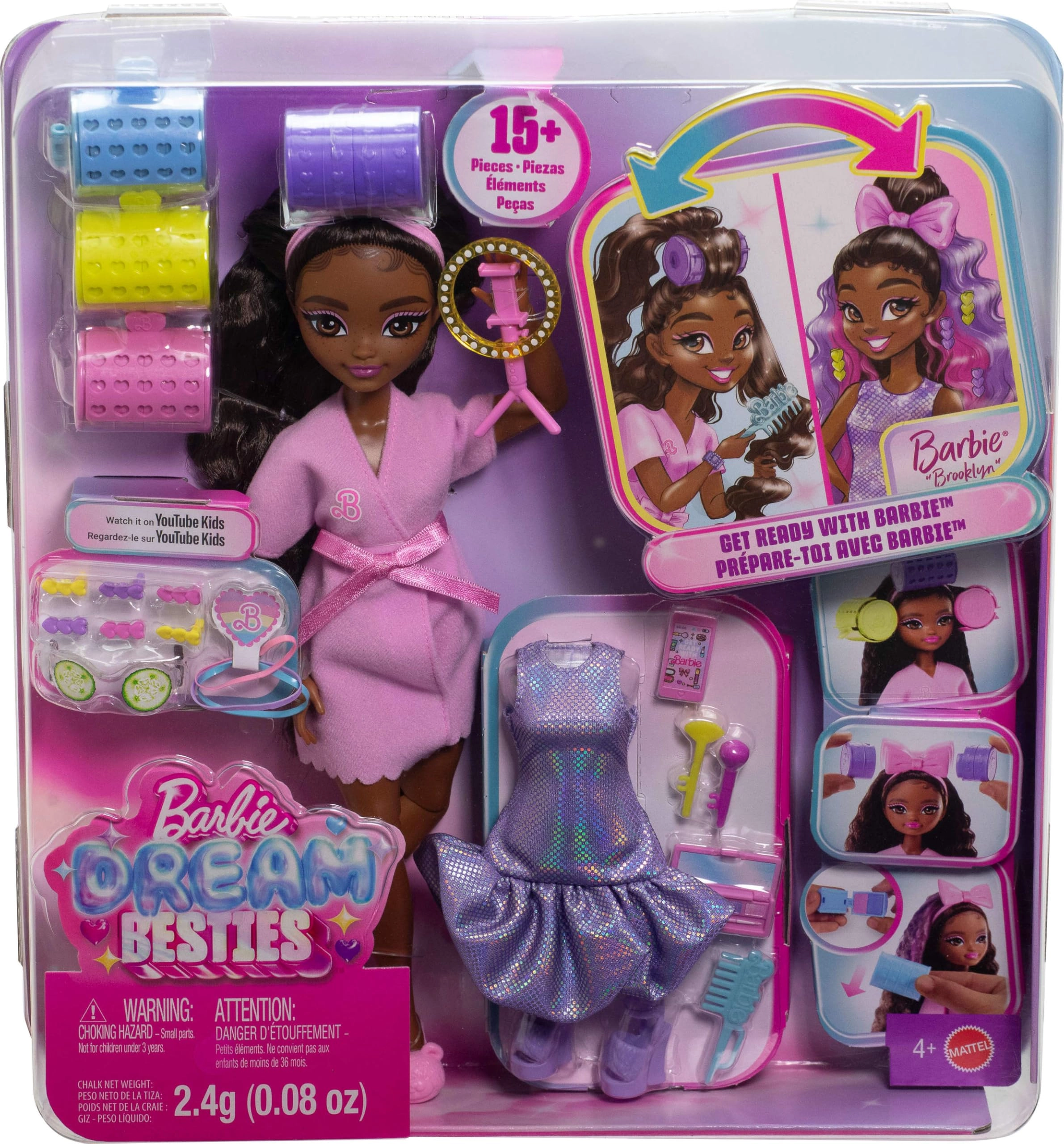 Brooklyn Fashion Doll - Stylized Hair Surprise Hair Accessories 15+ Looks Ages 4+