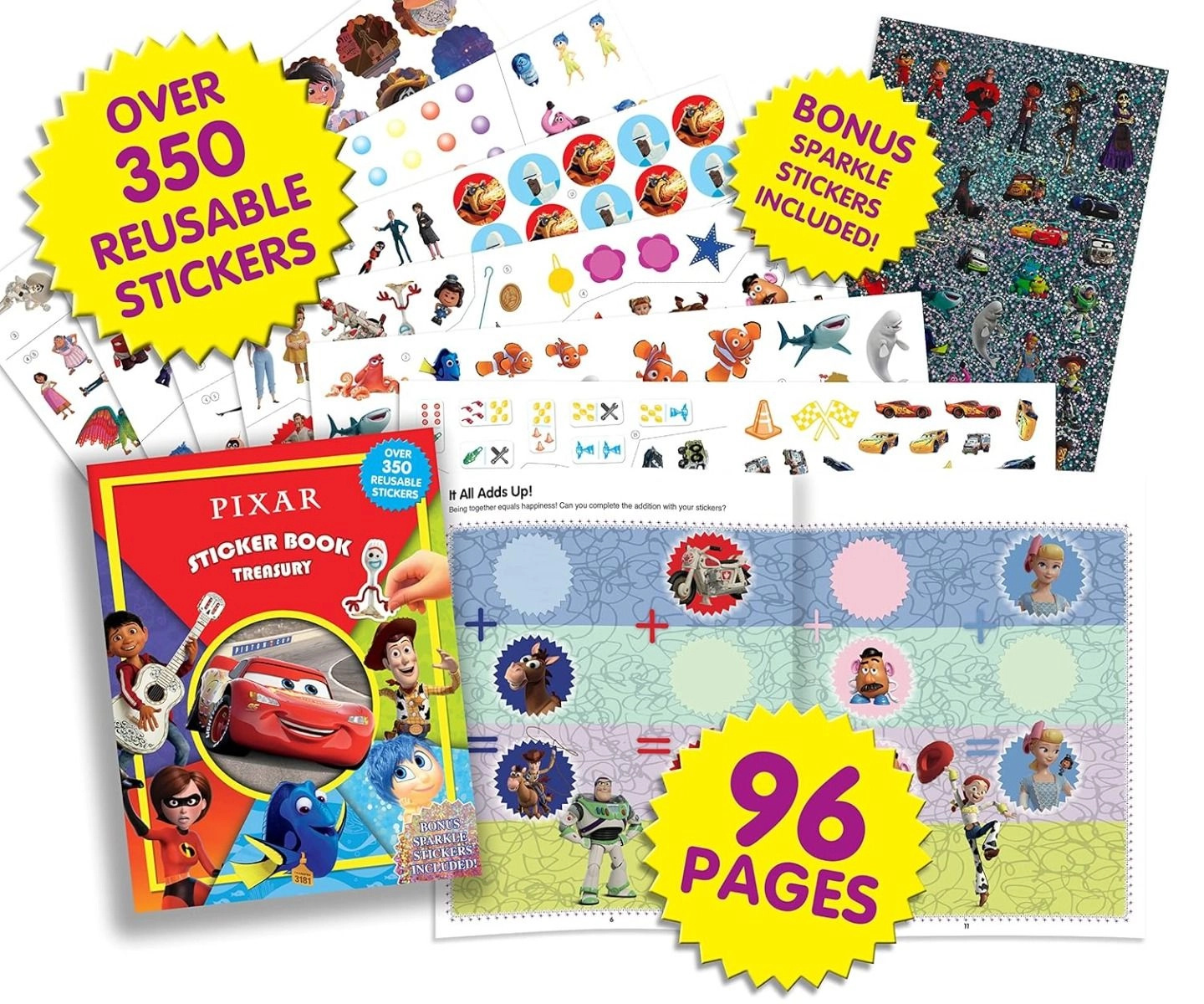 Disney Pixar Sticker Book Reusable 350 pcs