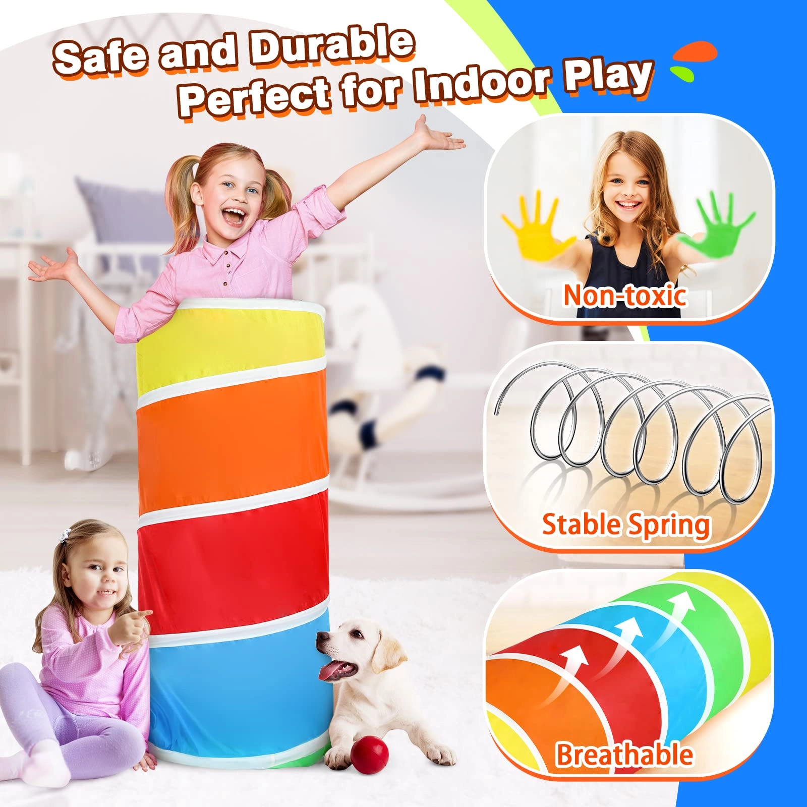 Kids Play Tunnel - Colorful Pop Up Rainbow