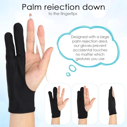 Digital Drawing Glove - 2 Pack 3-Layer Two-Finger
