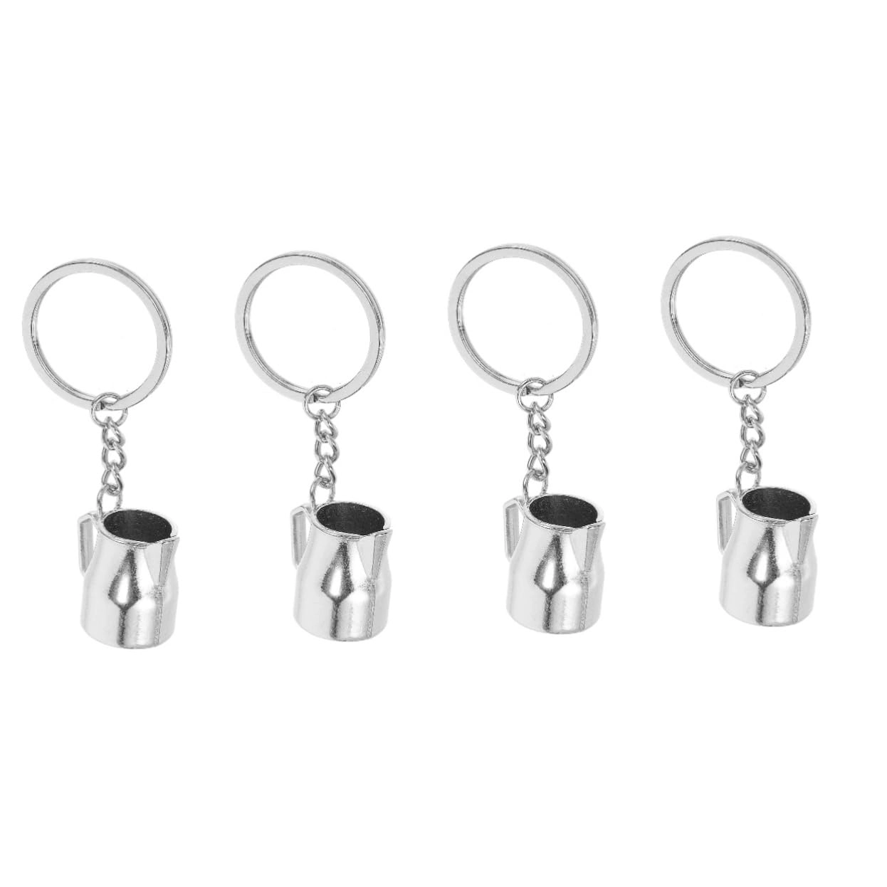 VALICLUD Latte Art Pitcher Keychain - Silver 4 pcs