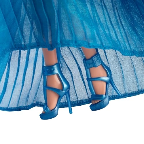 Claudia Schiffer Barbie in Versace - Limited Edition Sky Blue Robe Pleated Chiffon Skirt