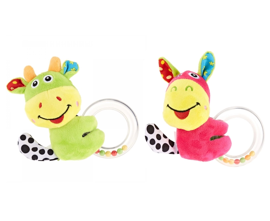 Pixie Cattle Rattle Toy + Donkey Rattle Toy - Fabric Suitable for 0 month & above