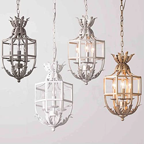 During Princess Children's Room Bedroom Porch Corridor Chandelier,E14 French Style Chandelier,Retro Old Iron Lamp - 3pc