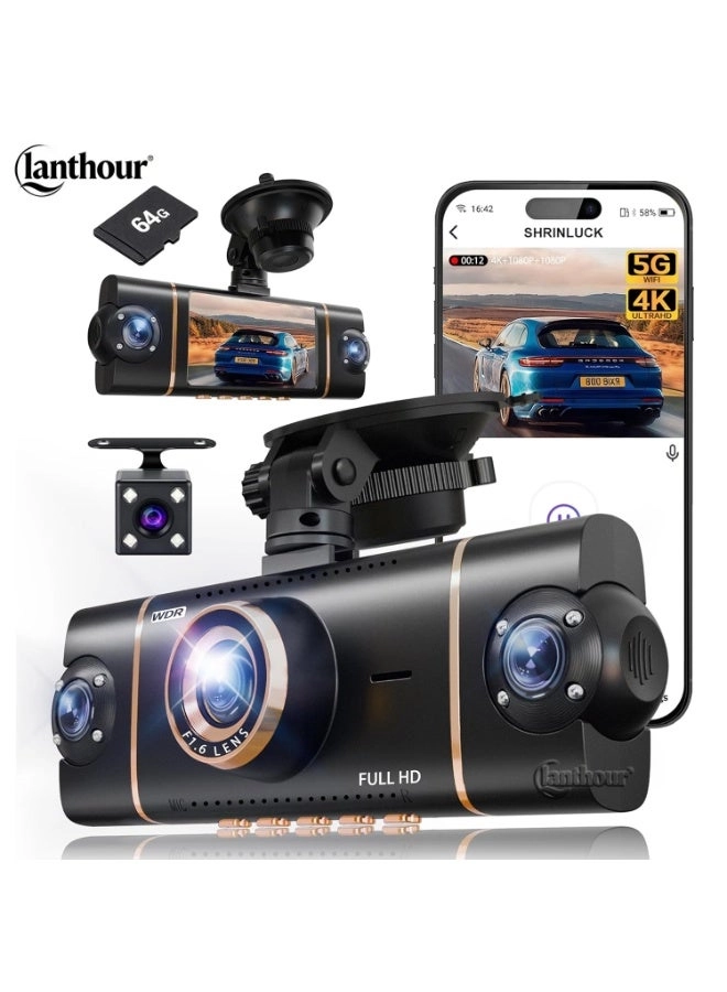 lanthour Dash Cam - 4K 3×1080P