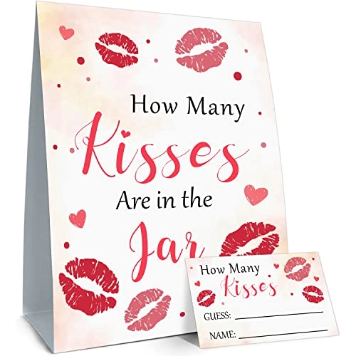 How Many Kisses are in The Jar - Game Cards Kit 1 Sign & 50 Cards