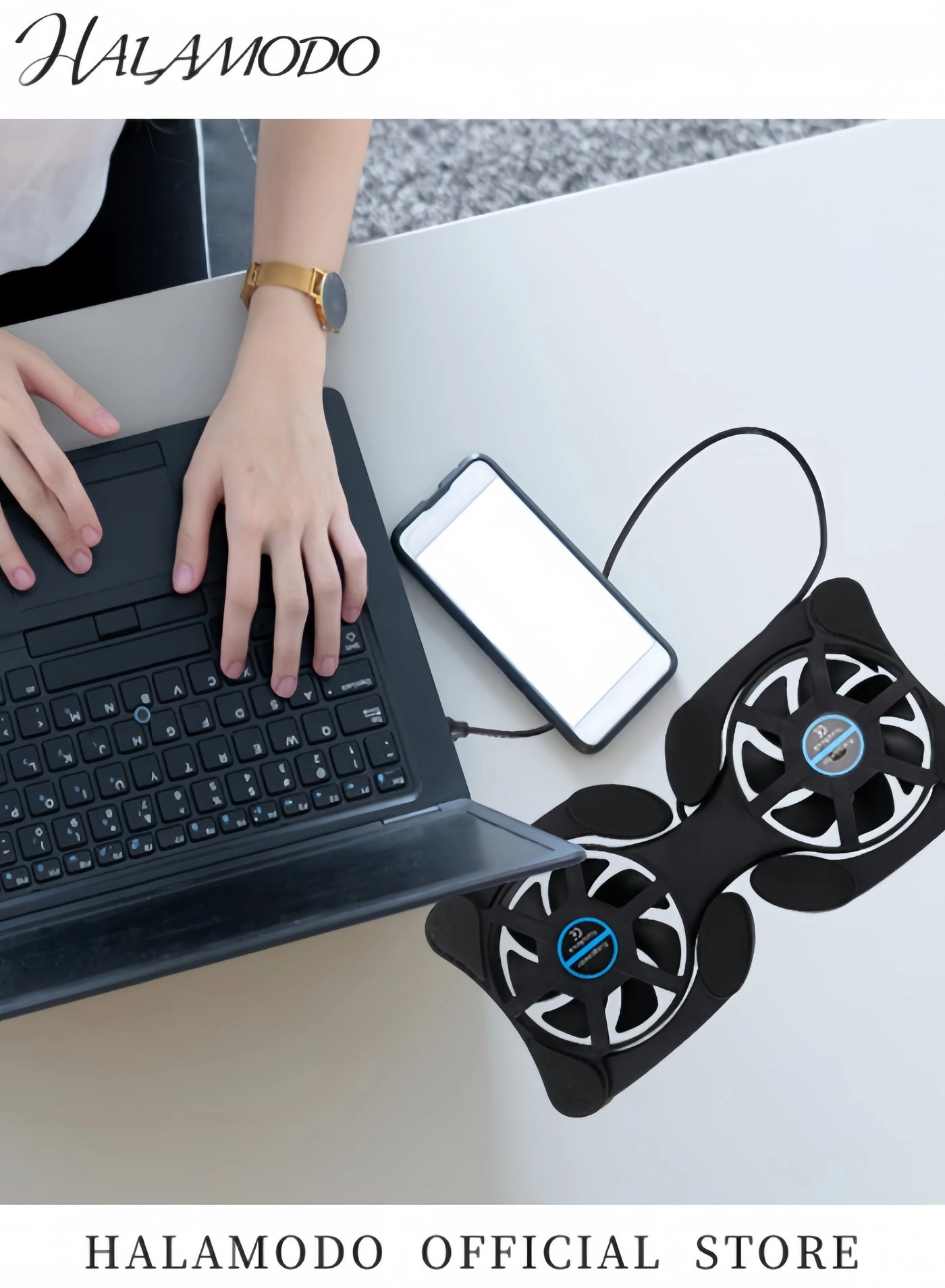 Laptop Cooling Stand - 2 Fans Ultra Slim Black