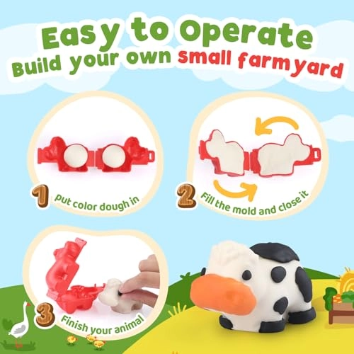 Farm Animals Play Dough Set - 4+ years 6 cans