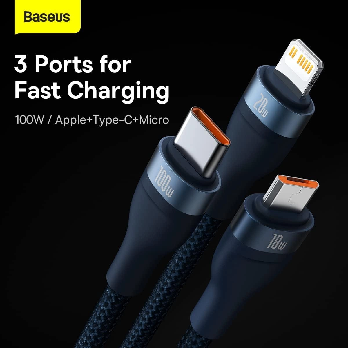 3 in 1 Charging Cable 100W U+C to M+L+C 1.2m