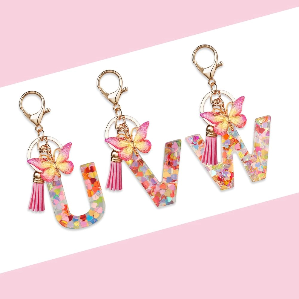 Initial Letter Keychain - Butterfly