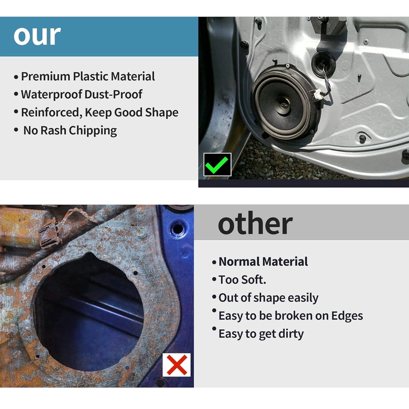 Speaker Adapter Spacers - 6.5 inch + Speaker Wire Harness