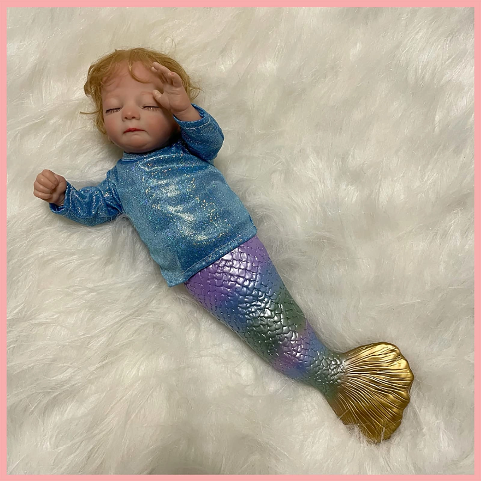 Samnuerly Reborn Baby Doll - 15 Inches Vinyl Handmade Hair Mermaid
