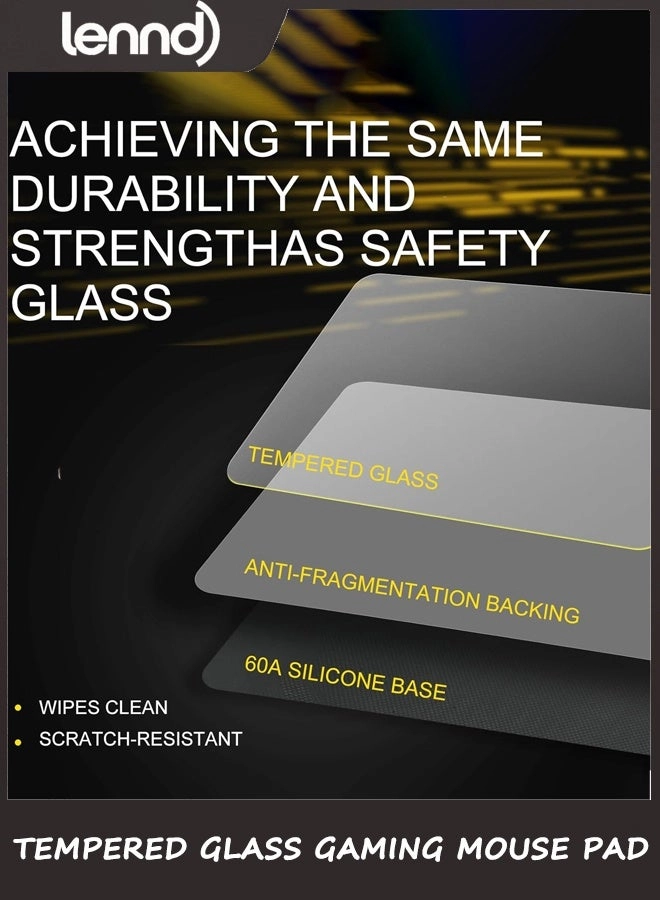 Tempered Glass Gaming Mouse Pad - 36x32 cm