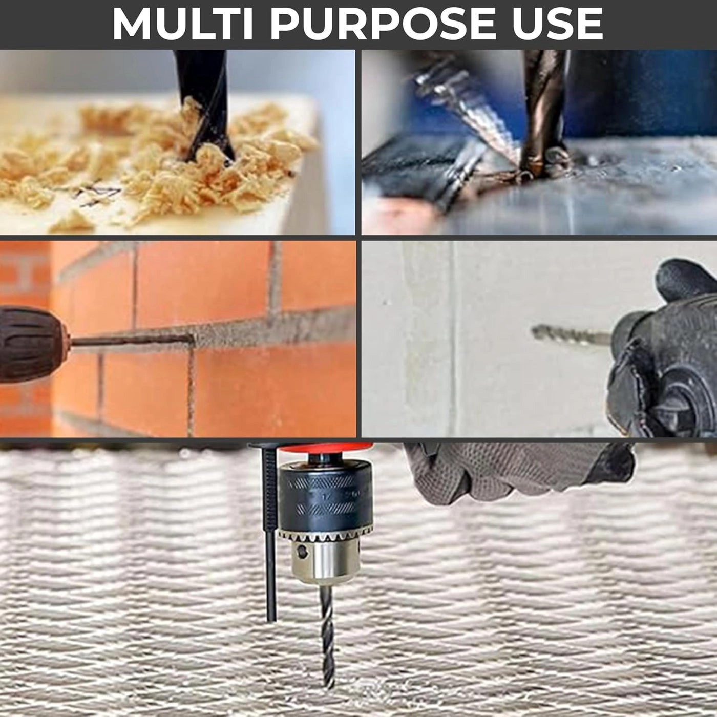 Reversible Drill - 500W 2600RPM + 6pc Hole Saw + 5pc Wood + 1pc Masonry Bit Set