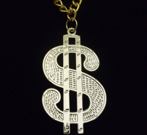 Party Zone Dollar Sign Medallion Chain - 3+ One Size