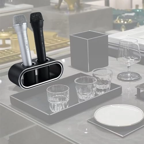 Desktop Microphones Storage Holder - M Brushed black Aluminum