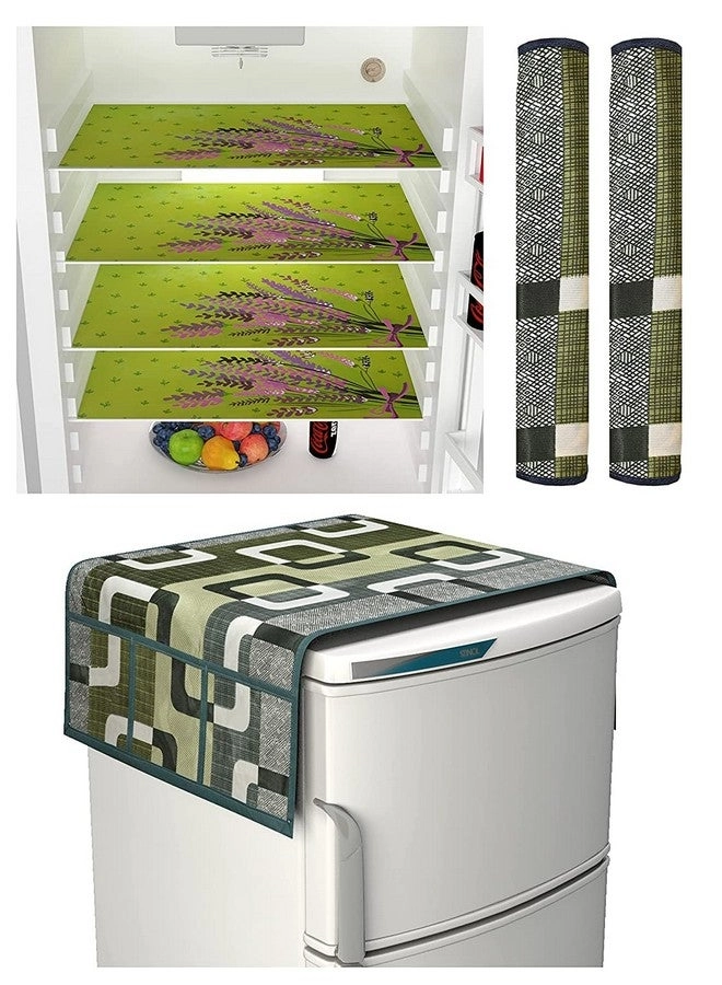 Fridge Top Cover - 99 X 56 CM + Fridge Handle Covers - 2 30 X 16 CM + Fridge Mats - 4 pieces 28 X 43 CM