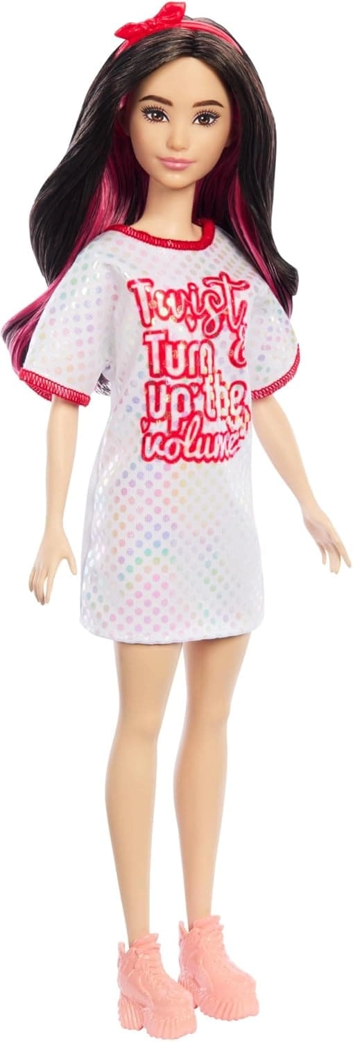 Barbie Fashionistas #214 - Black Wavy Hair Twist ‘n’ Turn Dress 65th Anniversary Ages 3+