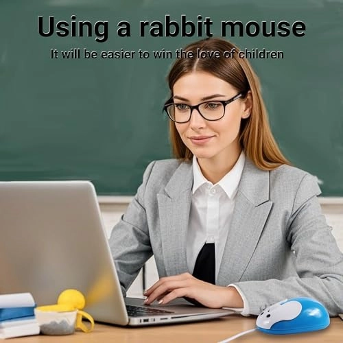 Cute Rabbit Shape Wired Mouse - USB