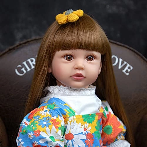 Reborn Baby Doll - 24 Inch Vinyl Cotton Body Pink Yarn Skirt Ages 3+