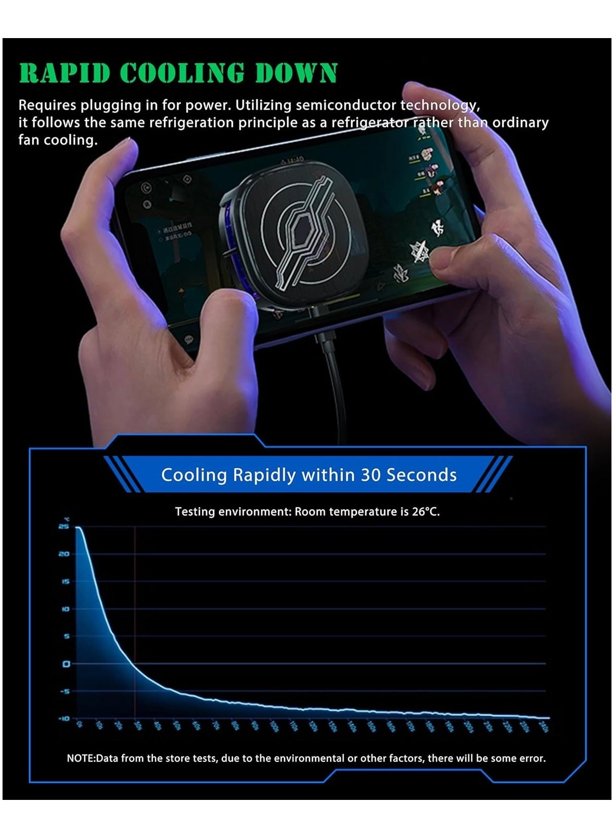 Mobile Phone Cooling Fan - RGB Portable Temperature Display