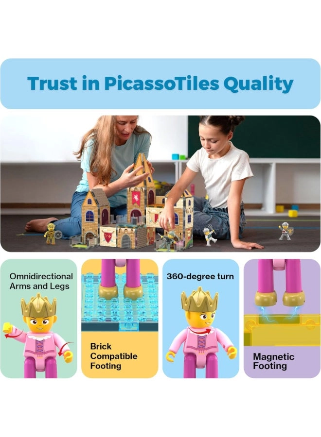 Magnetic Tiles Medieval Castle Theme - 8 Characters 70 pcs