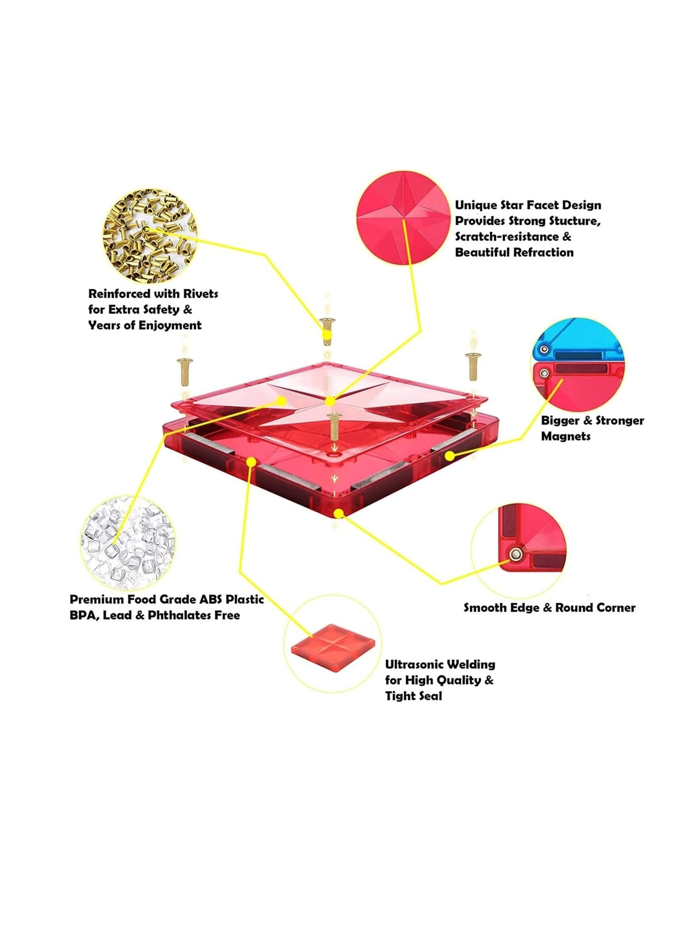 3D Star Magnetic Tiles - Construction 48 pcs