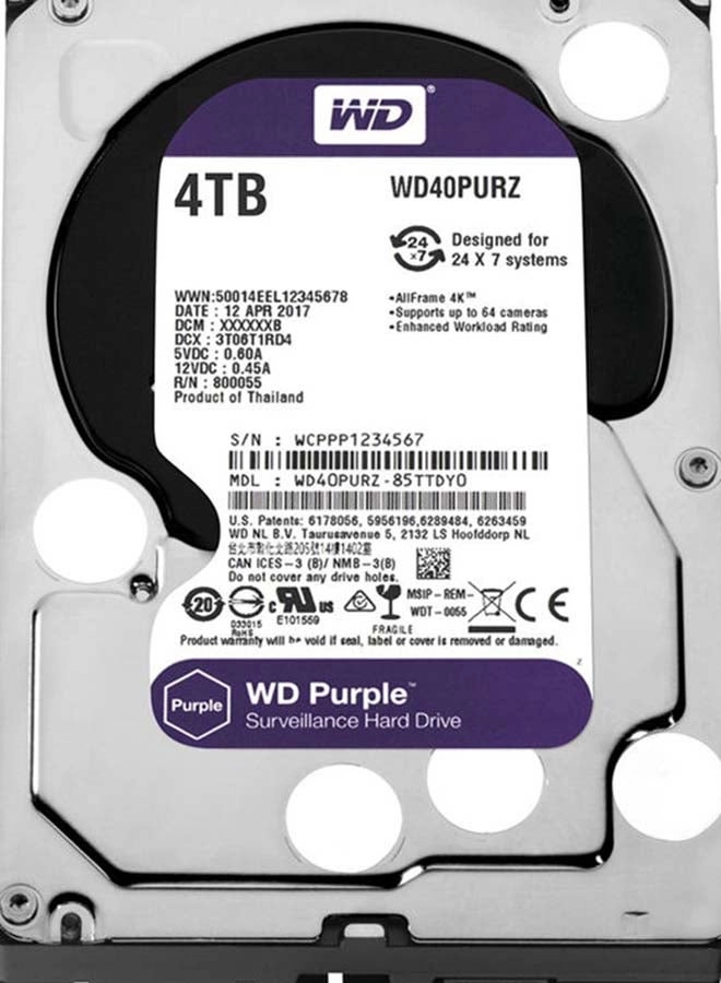 PUR 3.5" 5400rpm 64MB SATA 6Gb/s (WD40PURZ) - 4TB