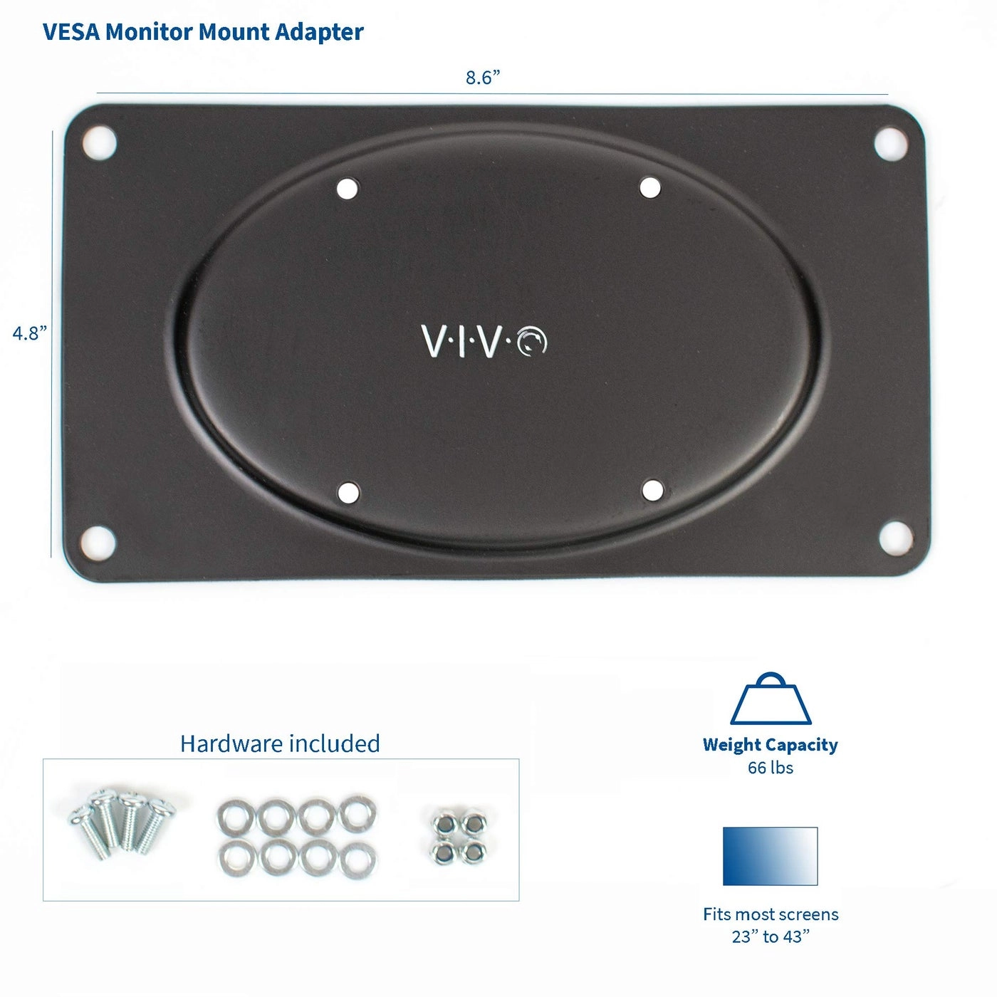 VESA Monitor Mount Adapter Plate - 23" to 43" 200x100mm