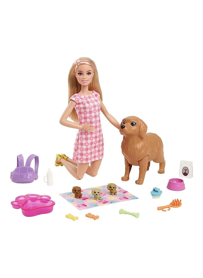 Barbie Newborn Pups Playset - Blonde Doll Mommy Dog Ages 3+