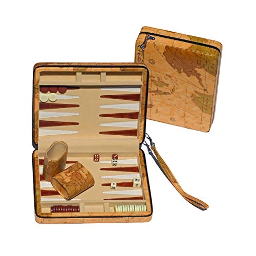 Backgammon Board - Magnetic Map Style + Carrying Strap