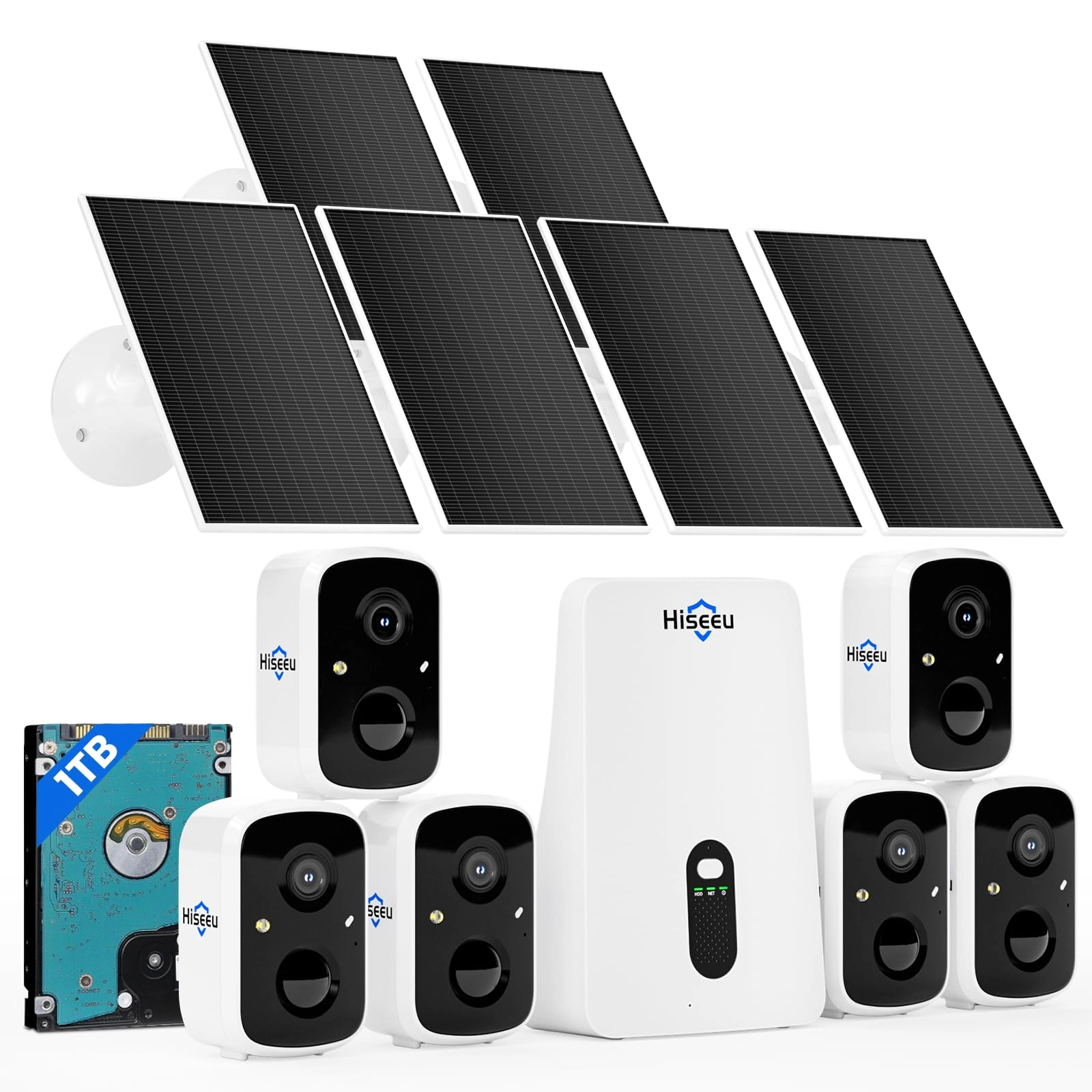 Hiseeu Solar Security Cameras Wireless Outdoor System - 6 10CH 2K