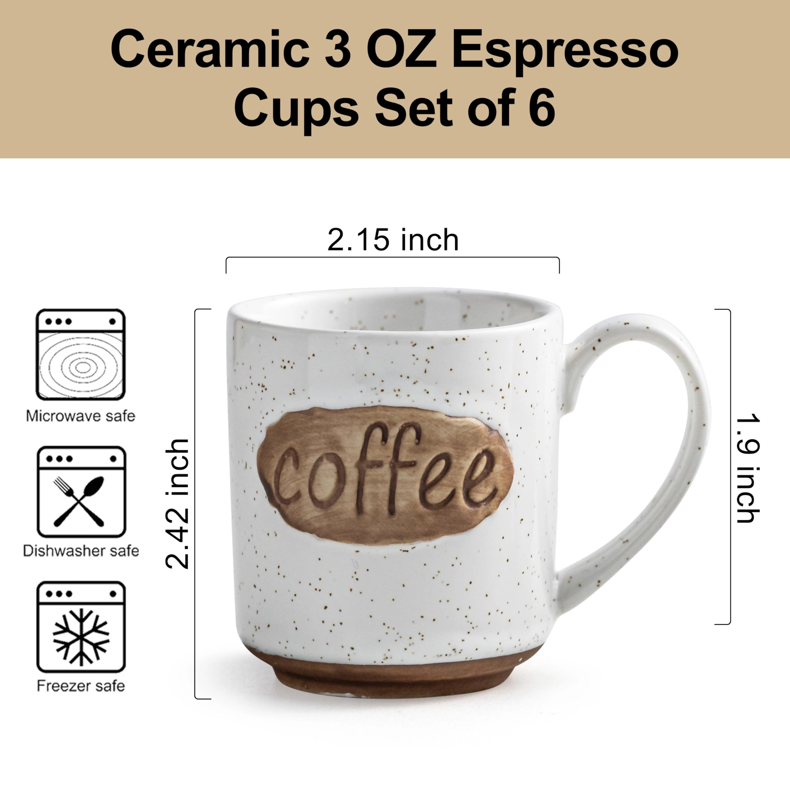 Mini Demitasse Cup - 6 pcs - coffee design