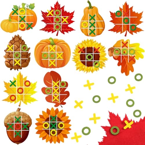 Pumpkin Maple Tic Tac Toe - 24 Fall Party Favors Pack